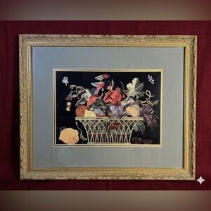 Beautiful 22”x18” Framed Pimpernel Venetian Fruit Basket Still Life Print